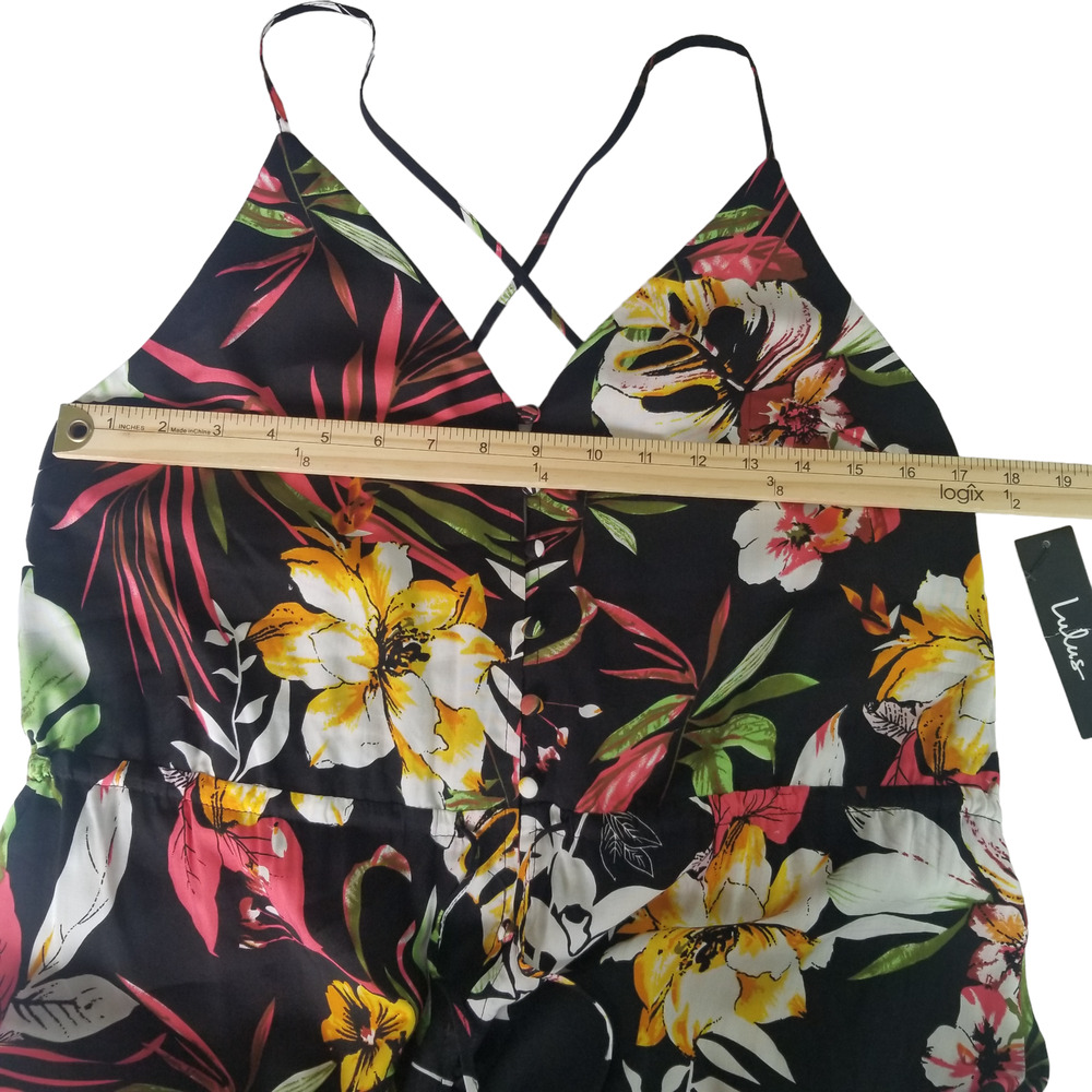 Lulus Women's Tropical Print Dress, Black, High-Low Maxi Dress Size M, New - Picture 9 of 12